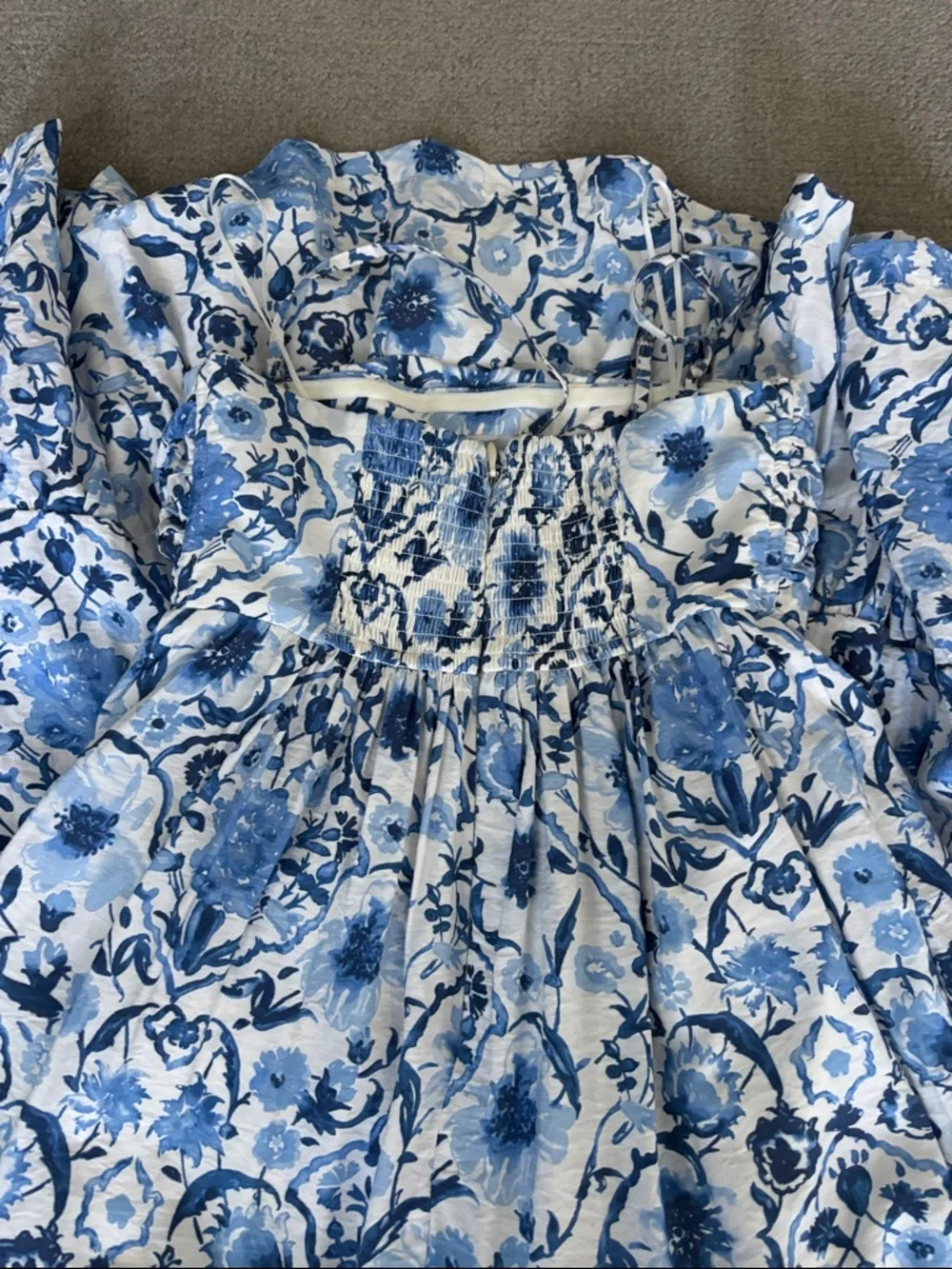 A&F Blue Floral Maxi Sundress - Lightweight Summer Dress